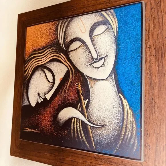 NEW! Om Arts Modern Art Radha Krishna Indian Art Paintings Reprint Oil Painting - Picture 7 of 7